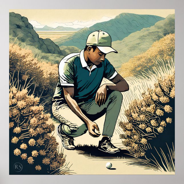 Borttappad Boll - utskrift av golfkonst Poster (Framsidan)