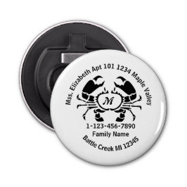 Borttappad Crab Monogram Family Home Adress Flasköppnare