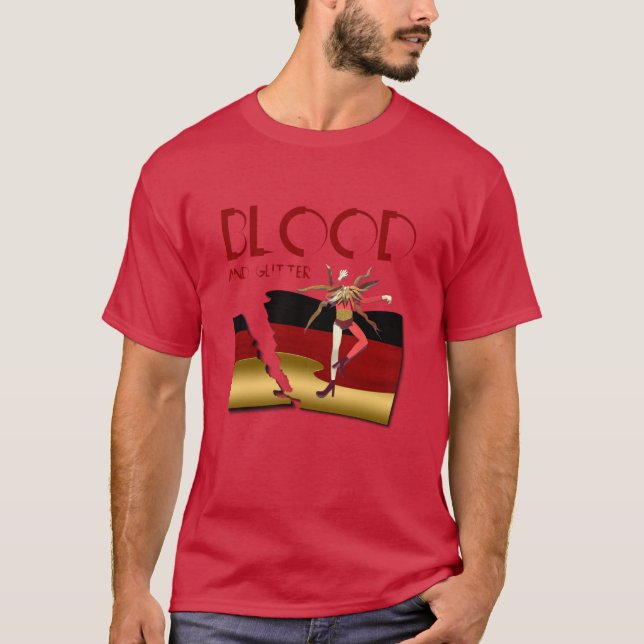 borttappad Eurovisions blod och glitter röda herre T Shirt (Framsida)