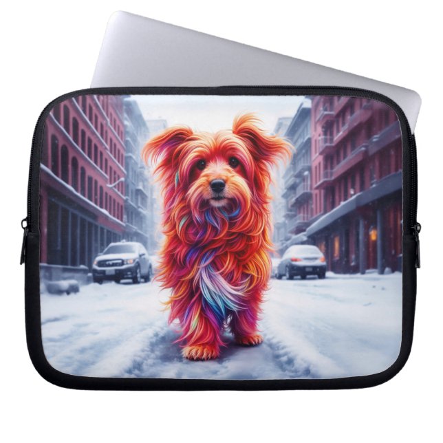 Borttappad för slam hund i snövit stadsväg laptop fodral (Framsidan)