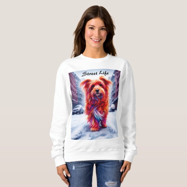 Borttappad för slam hund i snövit stadsväg t shirt (Hel framsida)