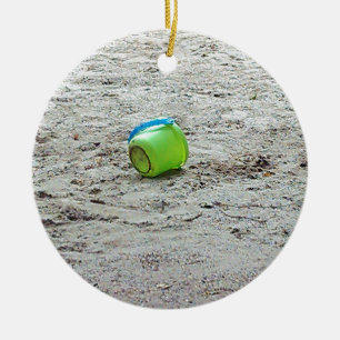 Borttappad Grönt Bucket i Sand på sommarstugan Julgransprydnad Keramik
