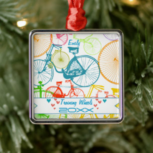 Borttappad Hjul Bike Keepsak och År Julgransprydnad Metall