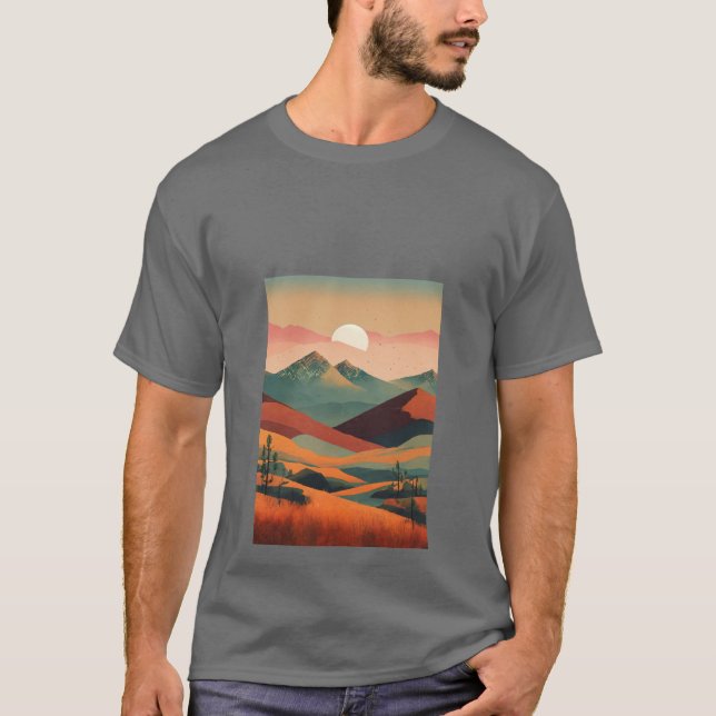 Borttappad i Bergen Retro Äventyr T-Shirt (Framsida)