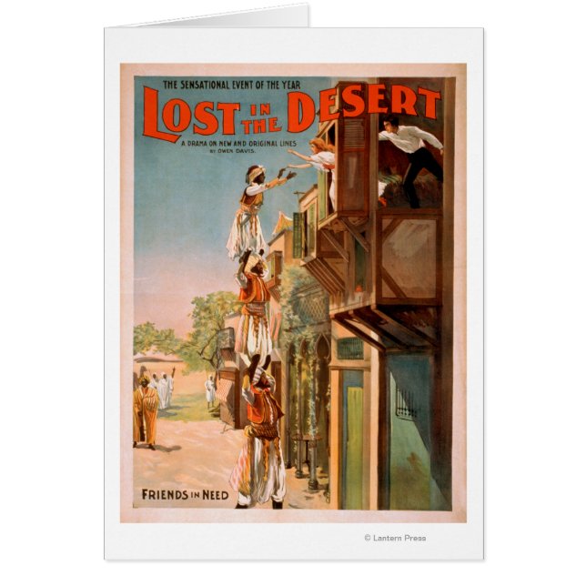 Borttappad i den arabiska teatraliska Poster i ökn Hälsningskort (Framsidan)