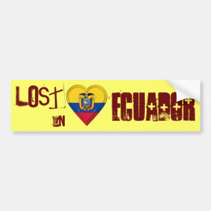 Borttappad i Ecuador Flagga Hjärta Bildekal