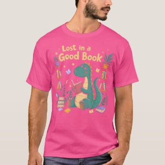 Borttappad i en Bra Bok Dino Reader Cute Dinosaur T Shirt