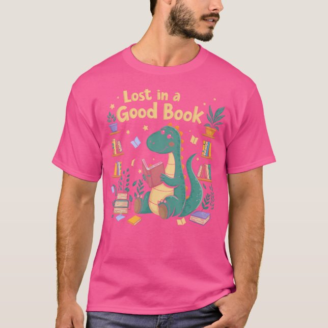 Borttappad i en Bra Bok Dino Reader Cute Dinosaur T Shirt (Framsida)