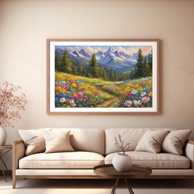 Borttappad i Fält av Flowers Landscape Poster (Lost in a Field of Flowers Landscape Poster)