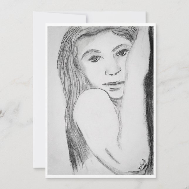 "Borttappad i Hennes Öga" teckning-kort Julkort (Framsida)