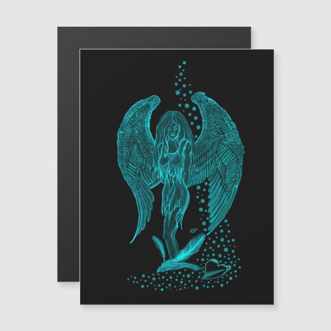 Borttappad i Kärlek, svart och grönt Magnetisk Inbjudningskort (Fram/baksida)