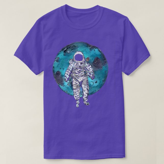 Borttappad i omloppsbana, flytande astronaut i rym t shirt (Design framsida)