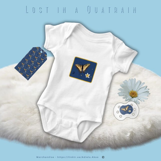 Borttappad i Quatrain av Adiela Akoo - Baby Bodydr T Shirt (Lost in a Quatrain Baby Bodysuit, Pacifier & Gift Tag designed by Poet Adiela Akoo. Shop great buys!)