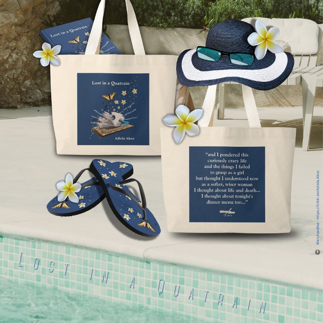 Borttappad i Quatrain Jumbo Tote av Adiela Akoo Tygkasse (Lost in a Quatrain Poetry Memoir, Tote & Flip Flops by Adiela Akoo - a gr8t gift combo. GET it now!)