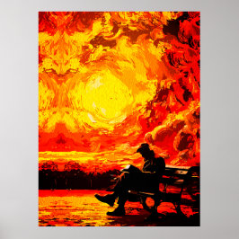 Borttappad i tankar – Surrealistisk solnedgångsref Poster