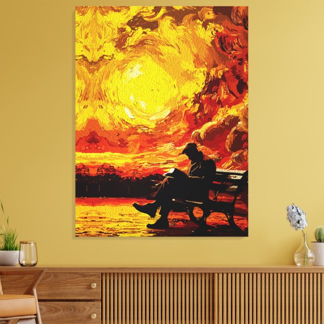 Borttappad i tanken - Surreal solnedgång reflektio Canvastryck (Insitu (Vardagsrum))