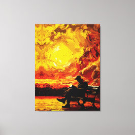 Borttappad i tanken - Surreal solnedgång reflektio Canvastryck