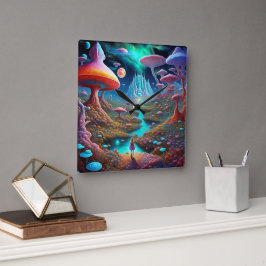 Borttappad i Wonderland Fyrkantig Klocka