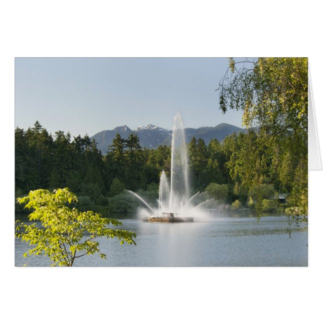 Borttappad Lagoon Fontän, Stanley Park, Vancouver Hälsningskort (Framsidan Horizontal)