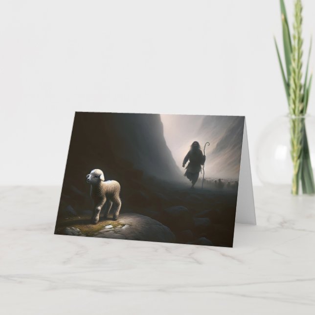 Borttappad Lamb och Shepherd Thinking Kort (Framsida)