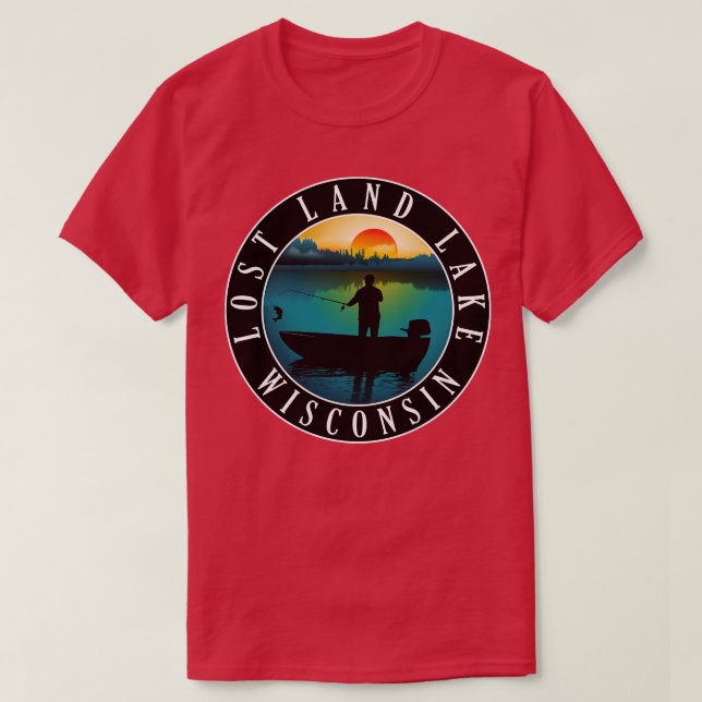 Borttappad Land Sjö Wisconsin Fishing T Shirt (Design framsida)