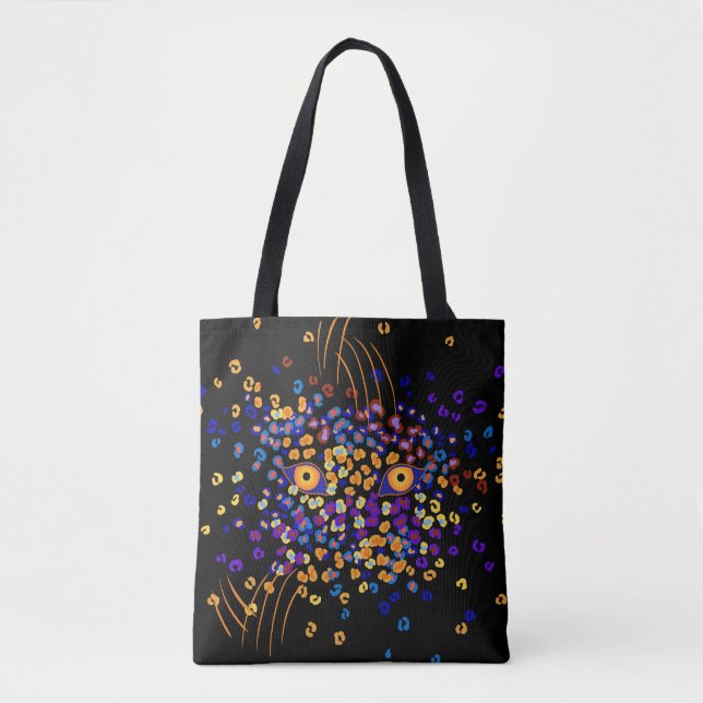 Borttappad Leopard on Black Tote Bag Tygkasse (Framsida)