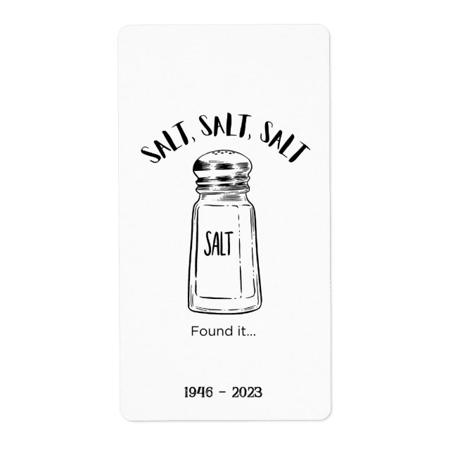 Borttappad shaker av salt - fäst det fraktsedel (Framsidan)