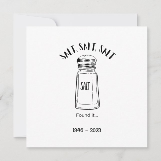 Borttappad shaker av salt - fäst det inbjudningar (Framsida)