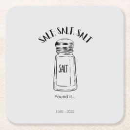 Borttappad shaker av salt - fäst det underlägg papper kvadrat