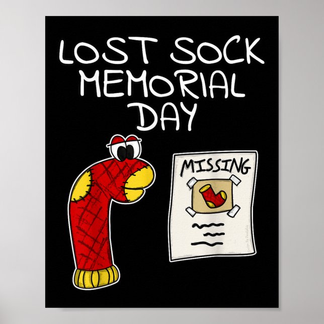 Borttappad Sock Memorial Day Funny Poster (Framsidan)