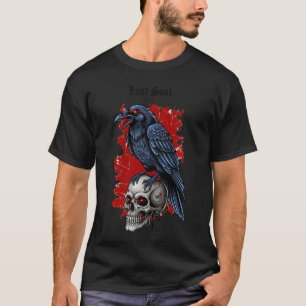 Borttappad Soul Skull och Raven Gothic Artwork M T Shirt