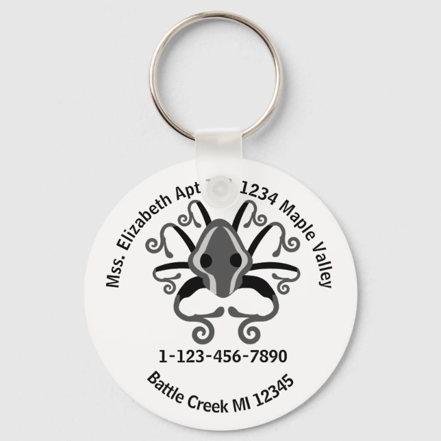 Borttappad Squid Akut Contact Information Keychain Nyckelring (Framsida)