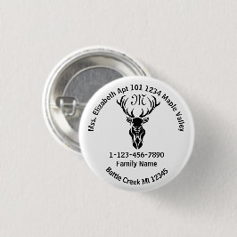 Borttappad Stag Monogram Family Home Adress Knapp