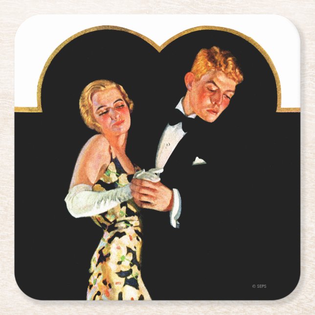 Borttappad Suspender Underlägg Papper Kvadrat (Framsidan)