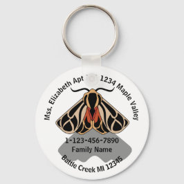 Borttappad Tiger Moth Family Home Adress Nyckelring