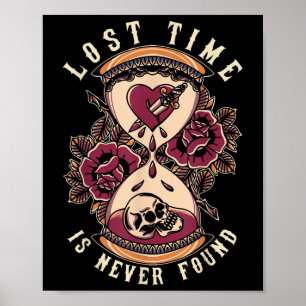 Borttappad, traditionell, Old school Hourgl Tatto Poster