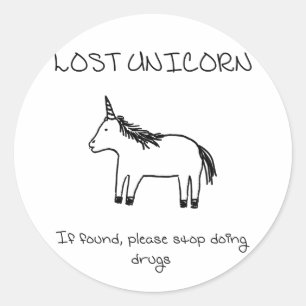 Borttappad Unicorn Runt Klistermärke