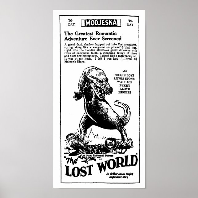 Borttappad World 1925 Arthur Conan Doyle-roman Poster (Framsidan)