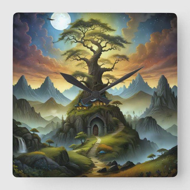 Borttappad World Fyrkantig Klocka (Framsida)