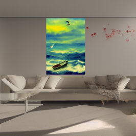 Borttappaden av båtar till havs | AI Art Poster