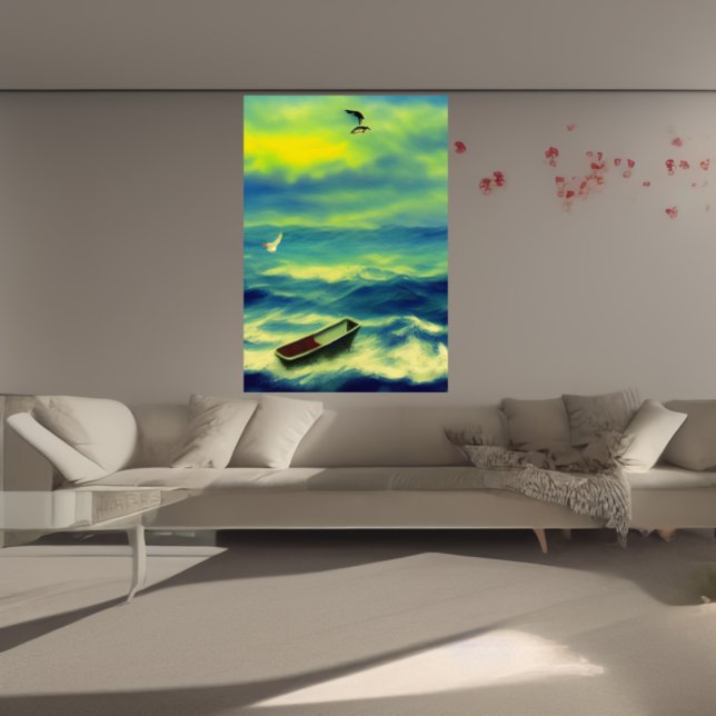 Borttappaden av båtar till havs | AI Art Poster (Skapare uppladdad)
