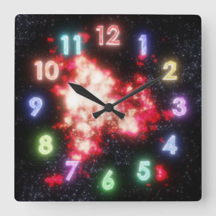 Borttappaden Glosing Gemstones i Space Wall Clock Fyrkantig Klocka