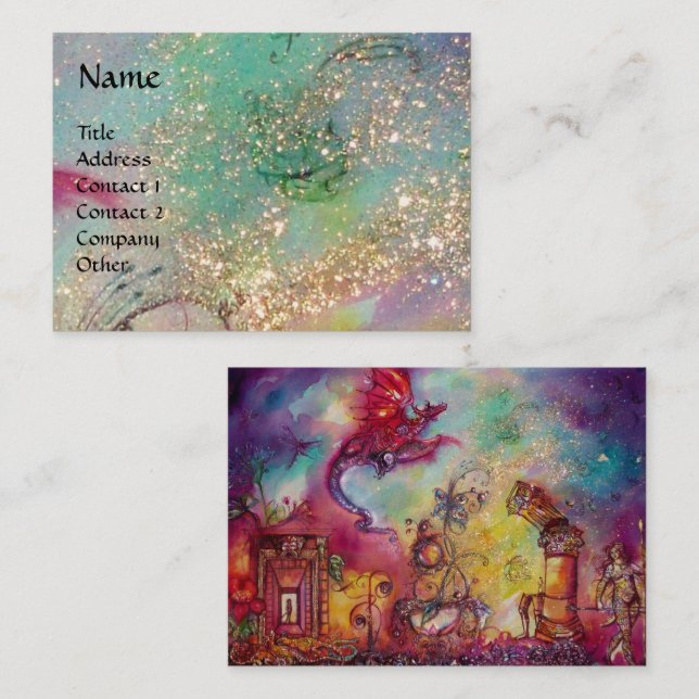 Borttappaden SHADOWS,FLYING RED DRAGON Blue Visitkort (Fram/baksida)