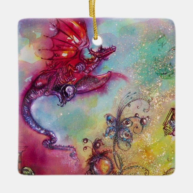 Borttappaden SHADOWS- FLYING RED DRAGON Julgransprydnad Keramik (Framsida)