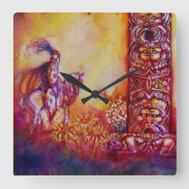 Borttappaden SHADOWS-KNIGHT PÅ HORSEBACK Fyrkantig Klocka (Framsida)