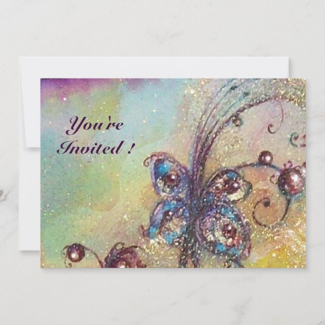 Borttappaden SHADOWS-MAGIC BUTTERFLY PLANT Inbjudningar (Framsida)