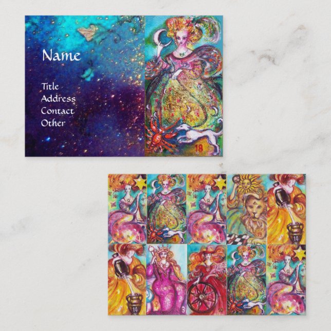 BORTTAPPADEN SHADOWS/MÅNE DAM, SOL OCH STAR VISITKORT (Fram/baksida)