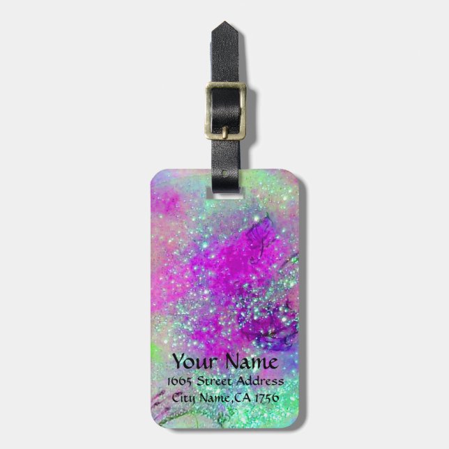 Borttappaden SHADOWS - Rosa Lila Aqua Blue Bagagebricka (Vertikal Framsida)