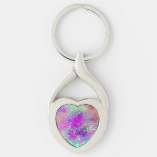 Borttappaden SHADOWS-rosa lila violet Twisted Heart Silverfärgad Nyckelring