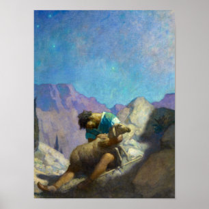 Borttappaden Sheep 1926 av Newell Convers Wyeth Poster